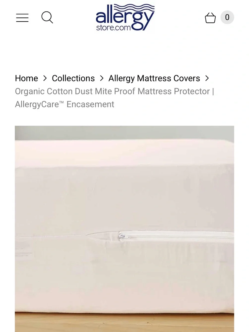 ALLERGY CARE 100% ORGANIC COTTON ZIPPERED MATTRESS ENCASEMENT QUEEN